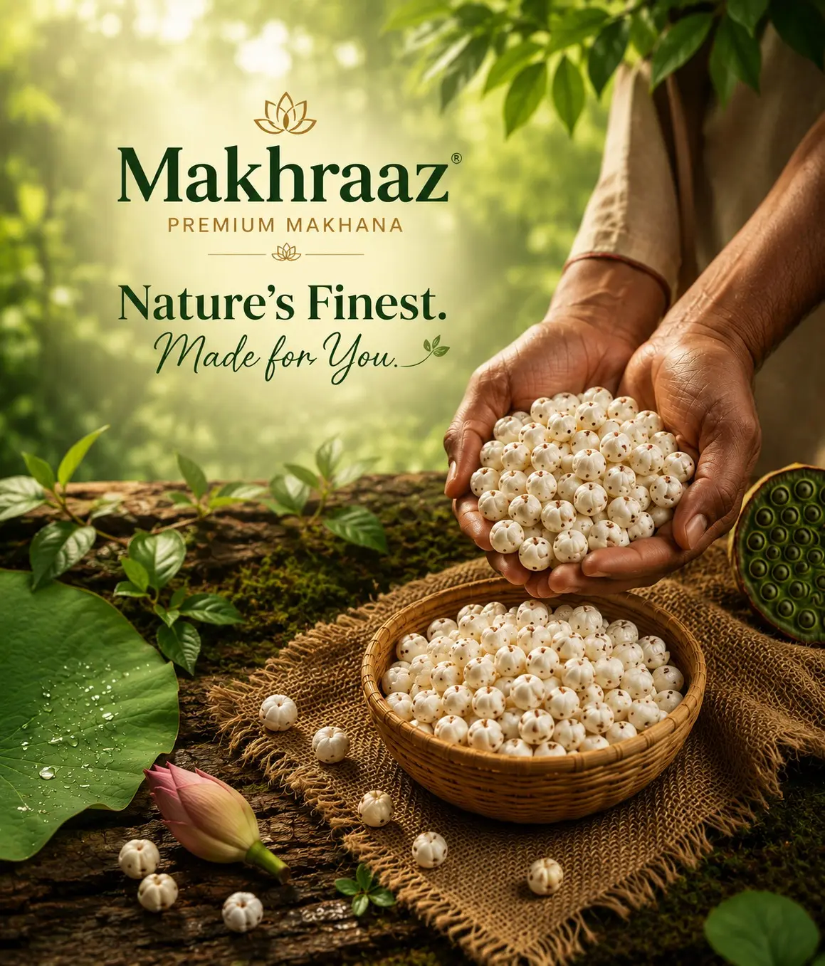 Bihari farmer cupping lotus seeds